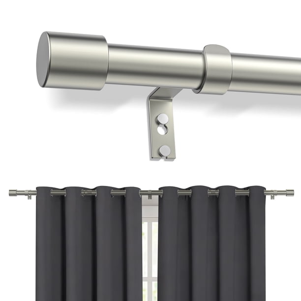 Barras de Cortina, Barra Individual para Ventanas de 32–144", Barra Plateada Ajustable de 1" de fácil inst., diseño moderno, barras decorativas largas para cortinas con soportes