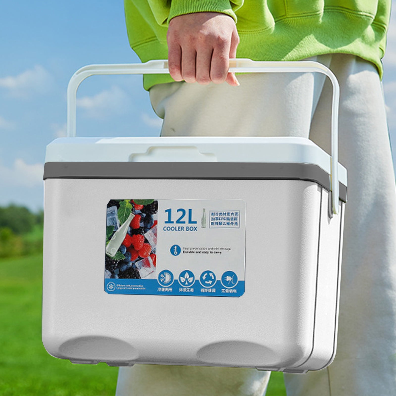 CASAFUN Portable Insulated Cooler with Handles,Compact Cooler Leak-Proof Outdoor Hard Cooler Keeps Ice Up To 3 Days,Ice Chest for Camping,Tailgating,Beach,Picnic,Groceries,Lunch