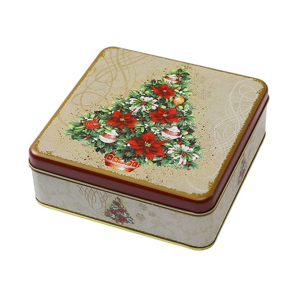 SDNall Cadeaux de Noël pour Enfants, Boîte de Rangement pour Arbre de Noël, Boîte Cadeau en Métal pour Bonbons Collations Biscuits Organisateur de Rangement Décoratif pour Fête de Vacances pour Enfants Adultes