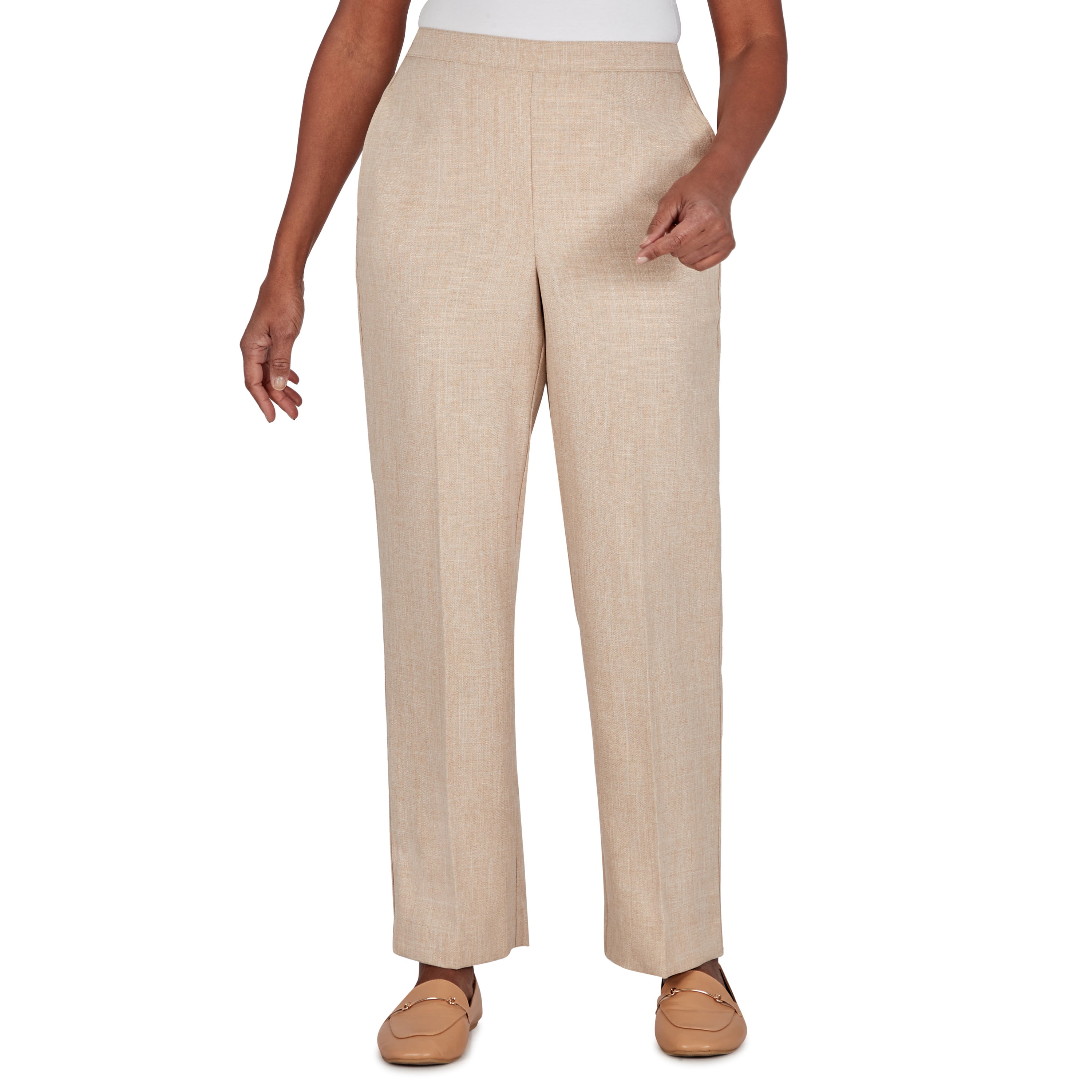 Alfred Dunner Womens PlusSize Textured Regular Fit Short Length Pant