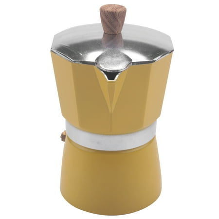 

Aluminum Italian Moka Espresso Coffee Machine Filter Stove Pot 3 Cups(Yellow)