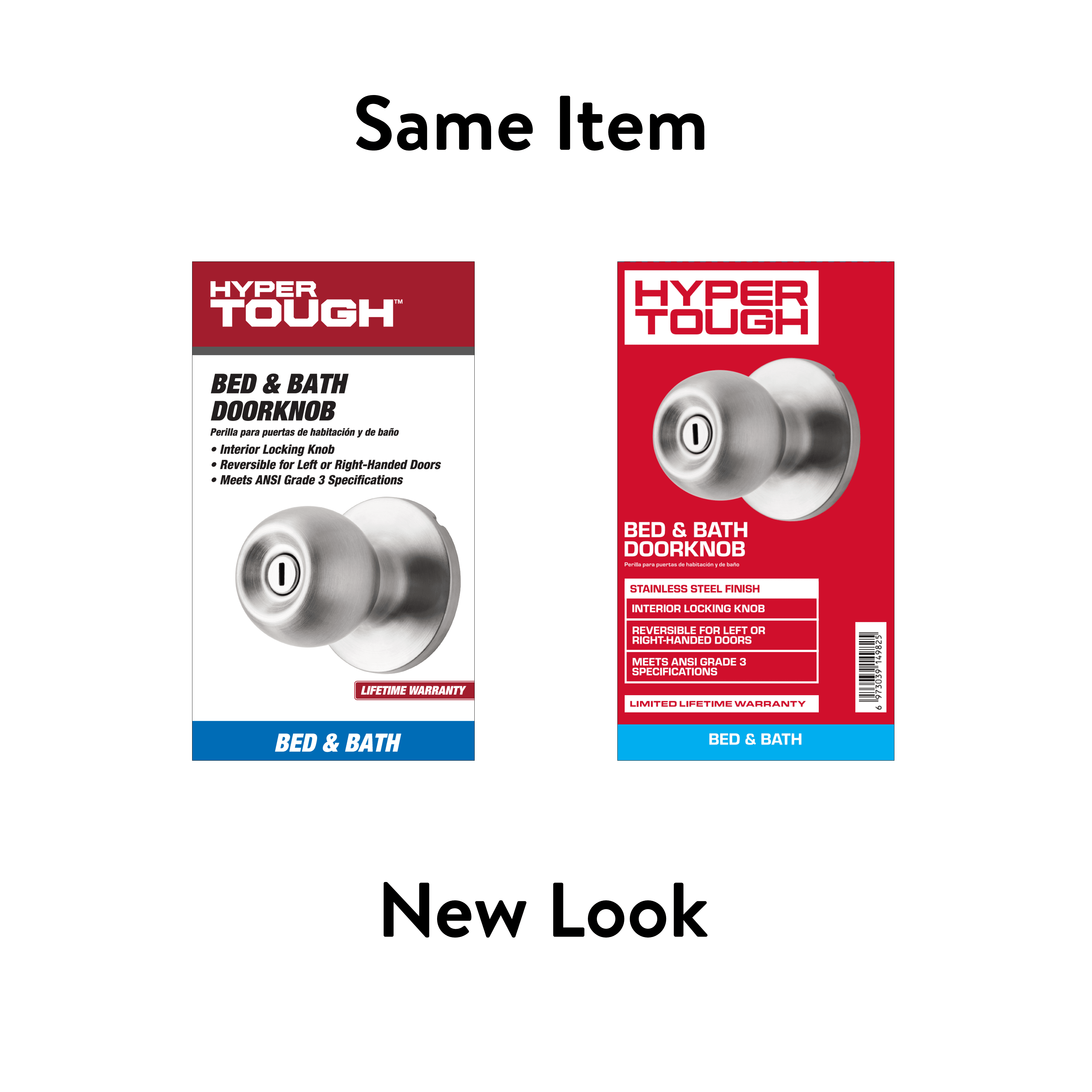 Hyper Tough Privacy Bed and Bath Doorknob, Stainless Steel Finish, 1 Pack