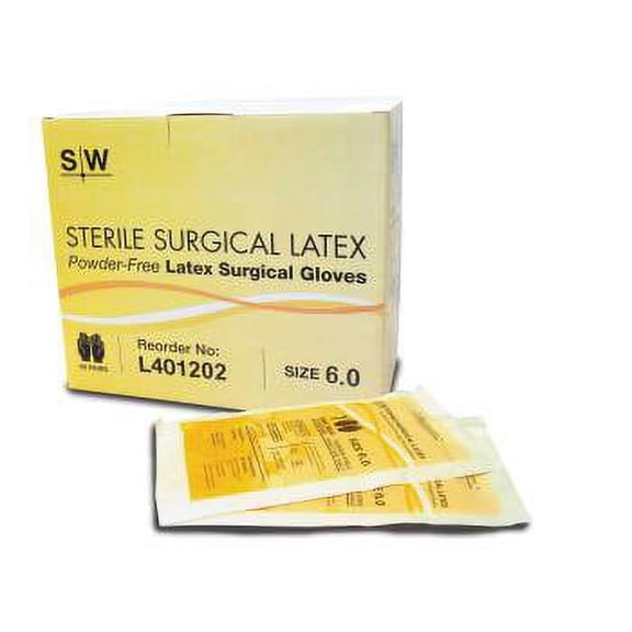 Powder Free Latex Surgeon Glove Size 6, 50 Pr/Box