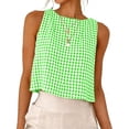 thumbnail image 5 of Mifsaly Sleeveless Crop Tops Women Boat Neck Summer Casual Plaid Cropped Tank Top Cotton Linen Going Out Party Reversible Lightweight Outfits XXL, 5 of 9