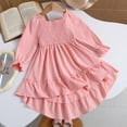 thumbnail image 5 of Afdoent Toddler Girls Dress With Square Neck Flutter Sleeves And Flared Hem Elegant Ruffle Trim Boho Length Party Dress For Toddler Kids 4-5 Years, 5 of 9