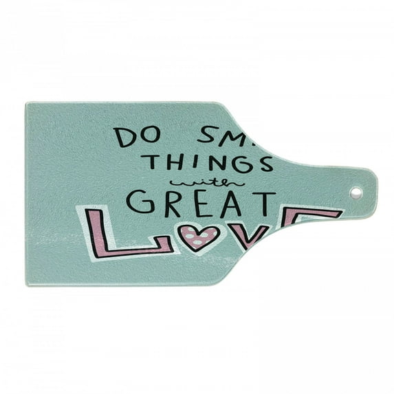 Inspiration Cutting Board, Do Things with Love Typography and Heart, Decorative Tempered Glass Cutting and Serving Board, in 3 Sizes, by Ambesonne