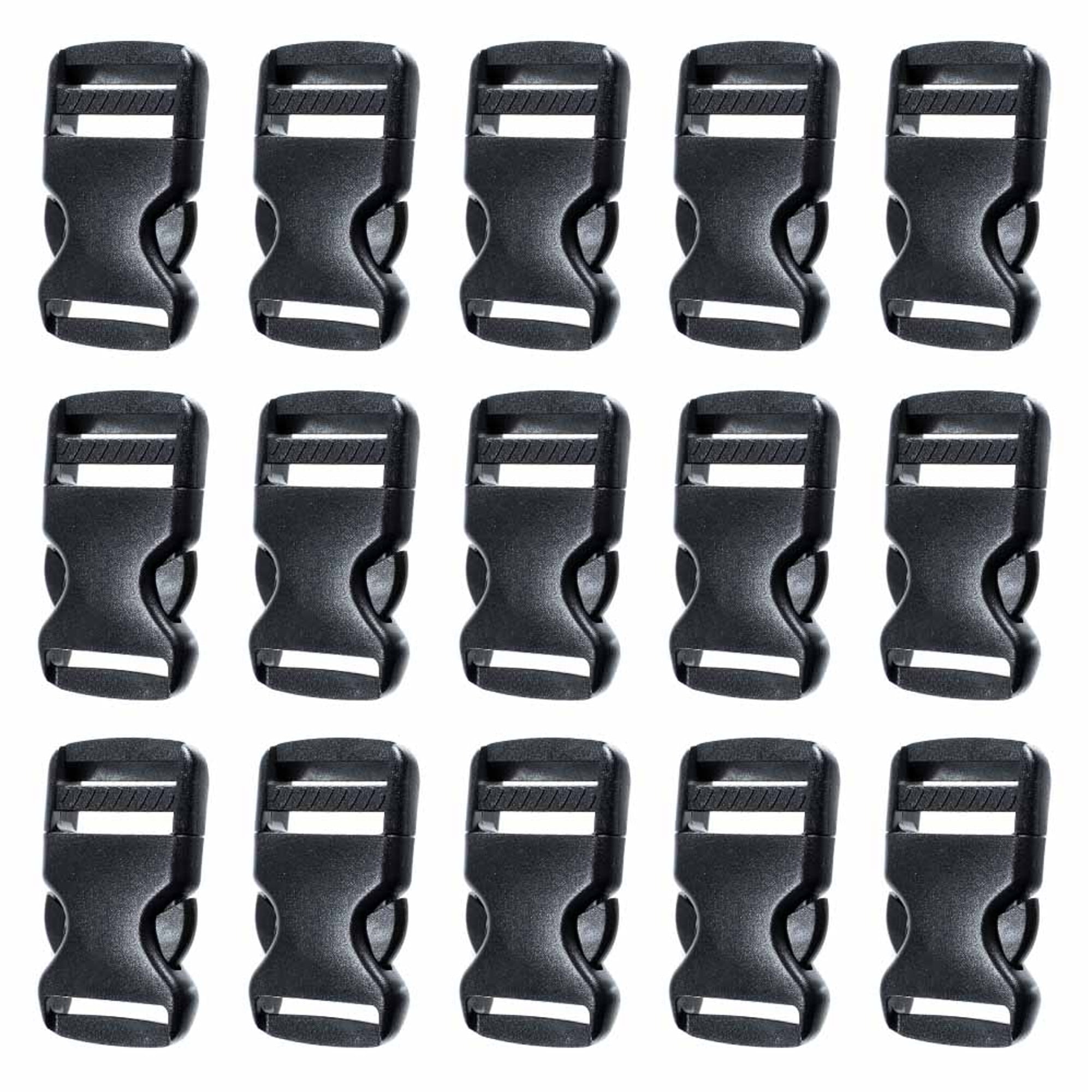 15 Pack 1 1/4 Inch Side Quick Release Plastic Black Buckles