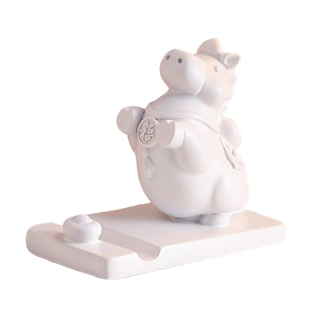Estatua de caballo, figura pequeña, soporte para teléfono, decoración del Año del Caballo 2026 Blanco