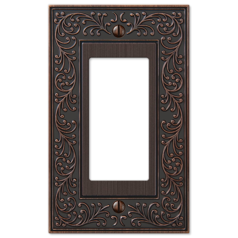 Amerelle 43RVB English Garden Wallplate, 1 Rocker, Cast Metal, Aged