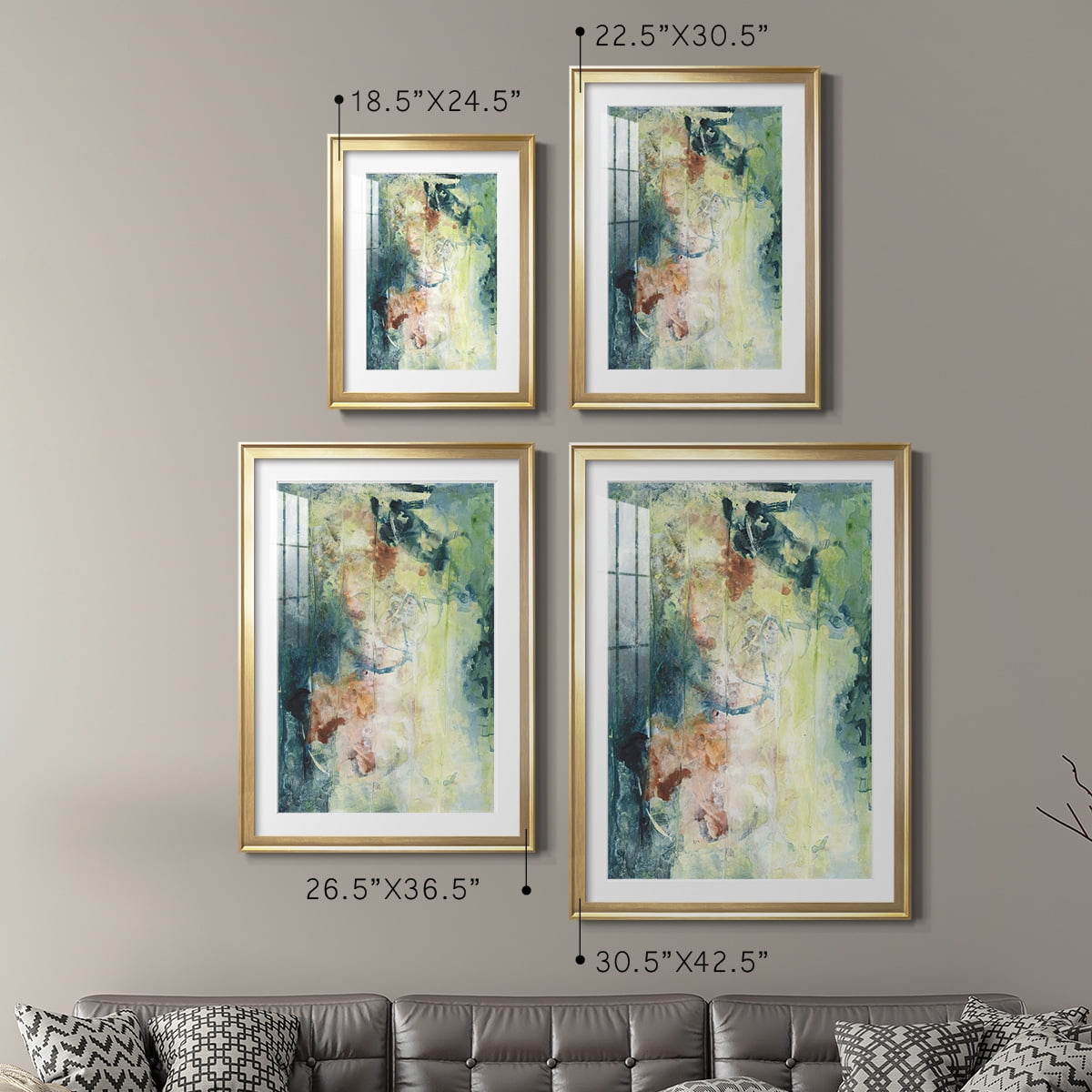 Wexford Home Nature's Elements I Premium Framed Print, 18.5" x 24.5" - Ready to Hang, Gold (Set of 2)