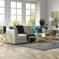 thumbnail image 2 of Henn&Hart 54 in. Brass Metal Coffee Table, 2 of 8