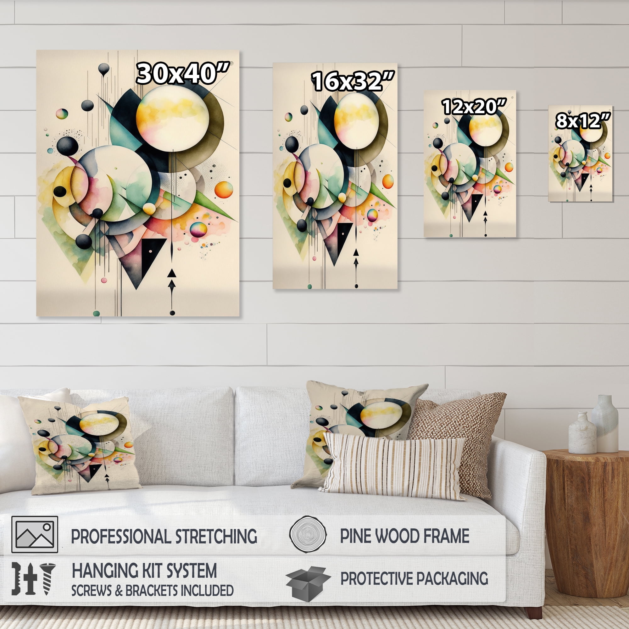 Designart Pastel Minimalist Multi Shape Art I Canvas Wall Art