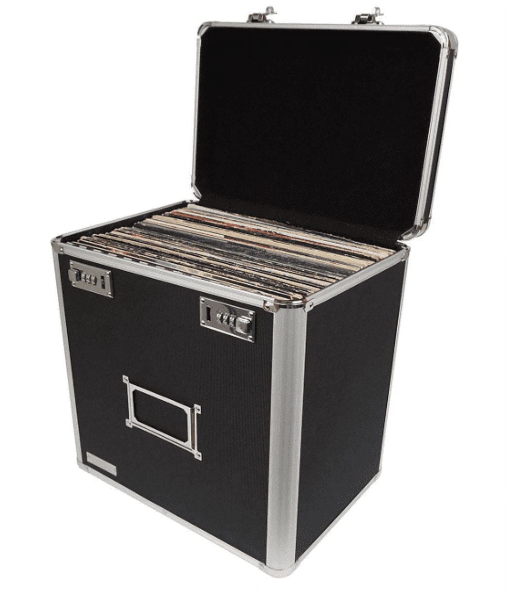 CASEMATIX Vinyl Record Case For Up To 40 Records - Fire Resistant Vinyl  Record Storage Case with Combination Lock and Removable Divider