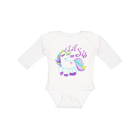 Inktastic Lil Sis Unicorn Little Sister Girls Long Sleeve Baby Bodysuit