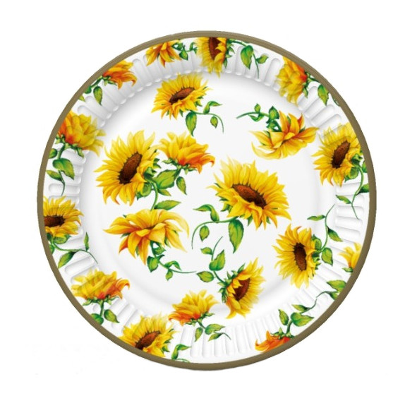 Sunflower Paper Plates Dessert SUMMER MADNESS 24pcs, Sunflower Dessert