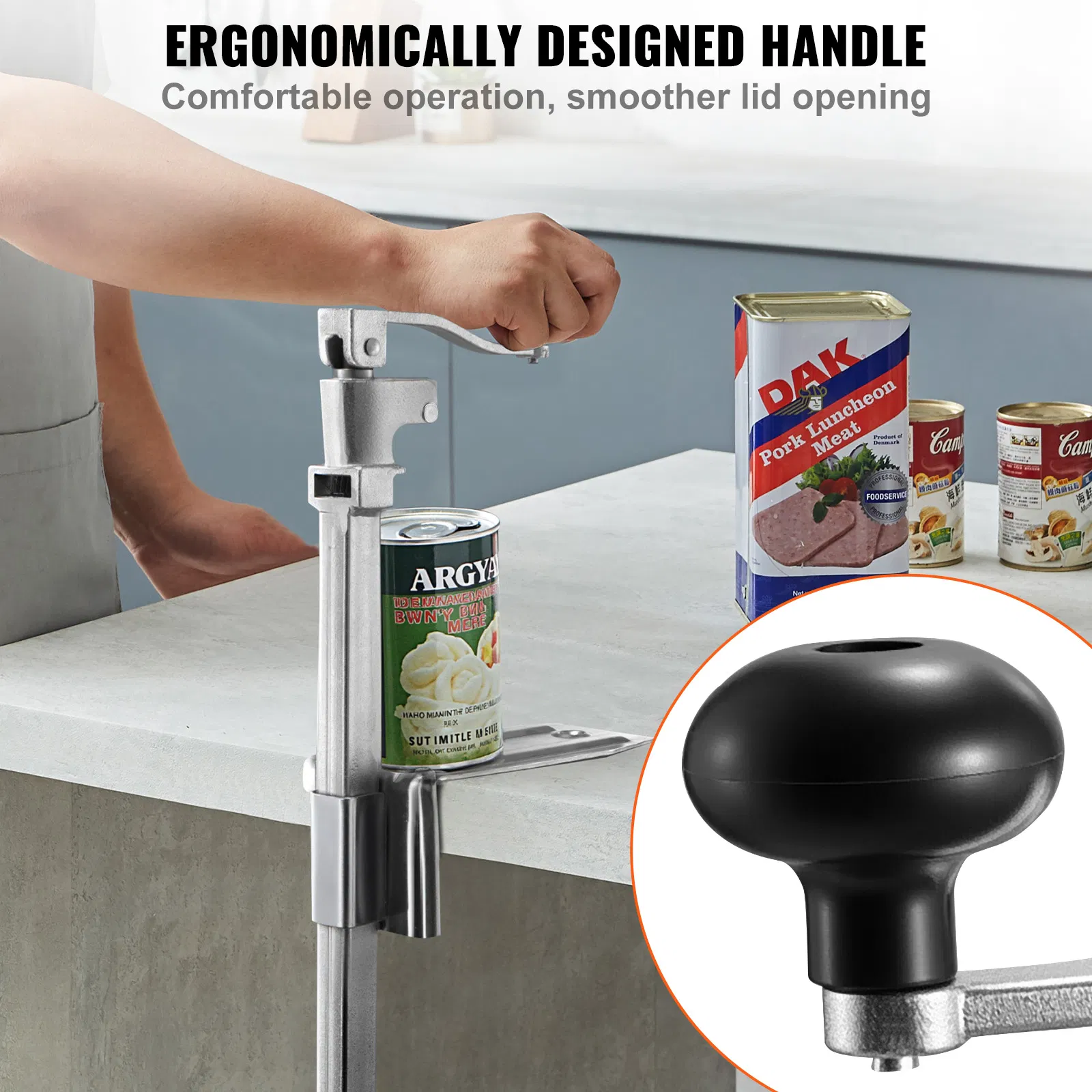 Heavy-Duty Manual Tabletop Can Opener for Cans Up to 11.8 Inches,Adjustable Height Professional Stainless Steel Blade Ideal for Restaurants and Food Stores