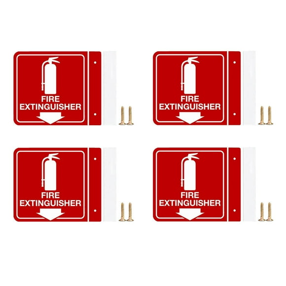 GUOOL 4Pcs Fire Extinguisher Signs 6" Fire Safety Signs for Garage Corridor School