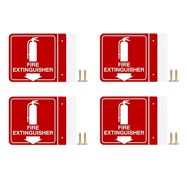 GUOOL 4Pcs Fire Extinguisher Signs 6" Fire Safety Signs for Garage Corridor School