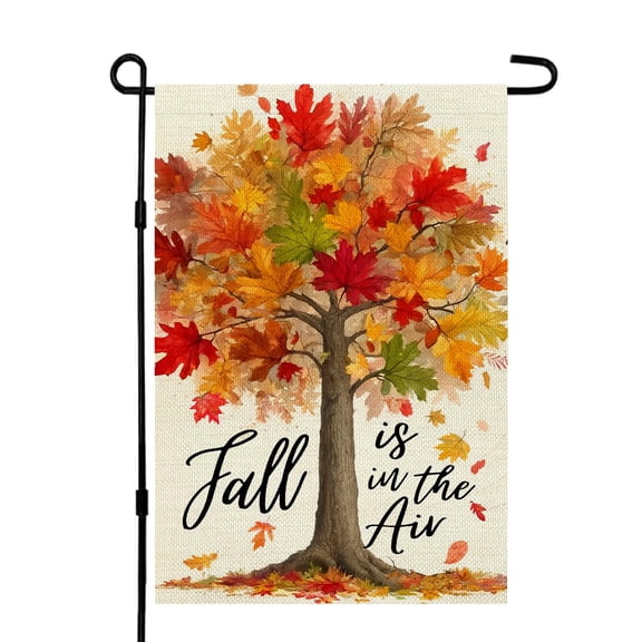 Fall Garden Flag Double Sided Small Burlap Autumn Tree Maple Leaves Holiday Flag for Outside Yard Decoration | Weather resistant, . Features autumn tree maple leaves for outdoor seasonal fall decor