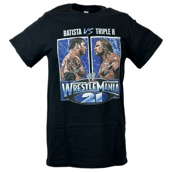 Triple H Vs Batista WrestleMania 21 Black T-shirt