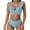 Blue, variant on Womens Ribbed Bikini Set V Neck Design Stretchy Fabric Relaxed Silhouette for Beach Getaways Green L