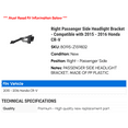 thumbnail image 2 of Right Passenger Side Headlight Bracket - Compatible with 2015 - 2016 Honda CR-V, 2 of 2