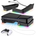 thumbnail image 1 of PS5 Slim Horizontal Stand, RGB Horizontal Stand Compatible with Playstation 5 Slim Disc & Digital, with 14 Light Mode and 4 USB Hubs, 1 of 5