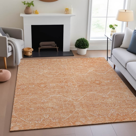 Addison Rugs Mayfield Premium Machine Washable Traditional Panel Salmon Rectangle Rug, 10' x 14'