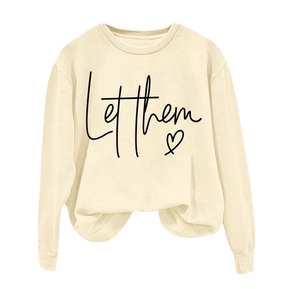 HNMKIU Womens Sweatshirt Oversized Sweatshirts Crewneck Long Sleeve Pullover Oversized Sweatshirt for Women Beige,L