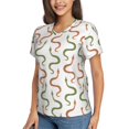 thumbnail image 2 of Wukai Hand Drawn Snake Classic V-Neck T-Shirt for Women: Comfortable, Stylish, and Versatile Wardrobe Essential-Small, 2 of 7