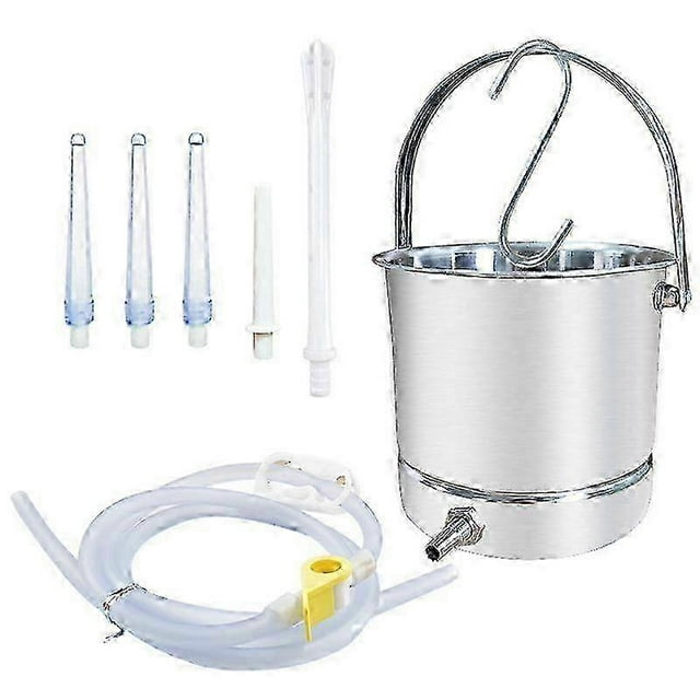 2L Health Stainless Steel Enema Bucket Suitable for Colon Cleansing Reusable Constipation Cleaning hwy