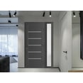 thumbnail image 3 of Front Exterior Prehung Metal-Plastic Door | Manux 8415 Antracite Grey | Side Sidelite Transom | Office Commercial and Residential Doors Entrance Patio Garage 46 x 80 (W32+14x80) Left-hand, 3 of 5