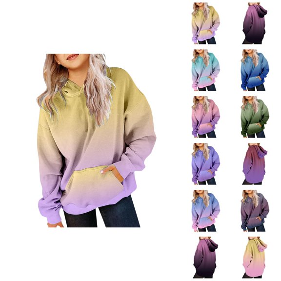 Girls Hoodies Cute Hoodies For Teen Girls Trendy Preppy Hooded Sweatshirts Oversized Long Sleeve Shirts Gradient Clothes For Girls Pullover Hoodie