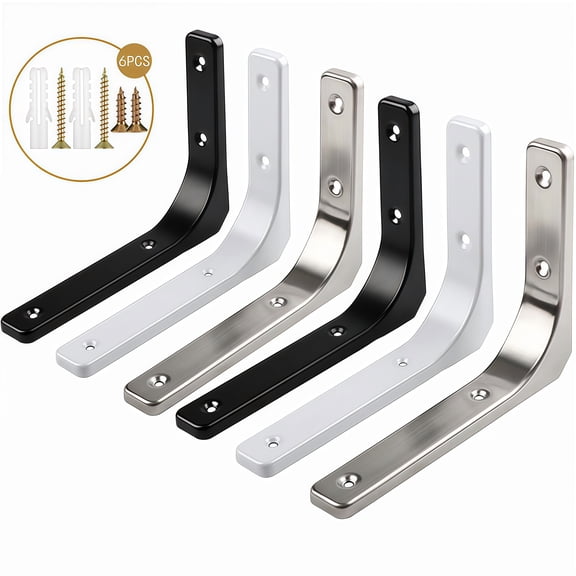 6PCS Stainless Steel Triangle Bracket Set Right Angle Shelf Support Brackets