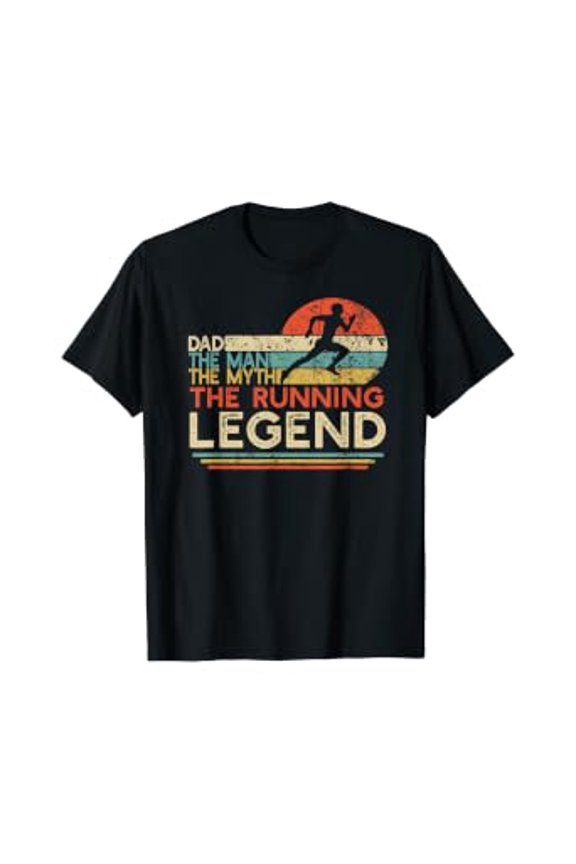 Mens Vintage Running Dad The Man The Myth The Legend Runner Gift T-Shirt