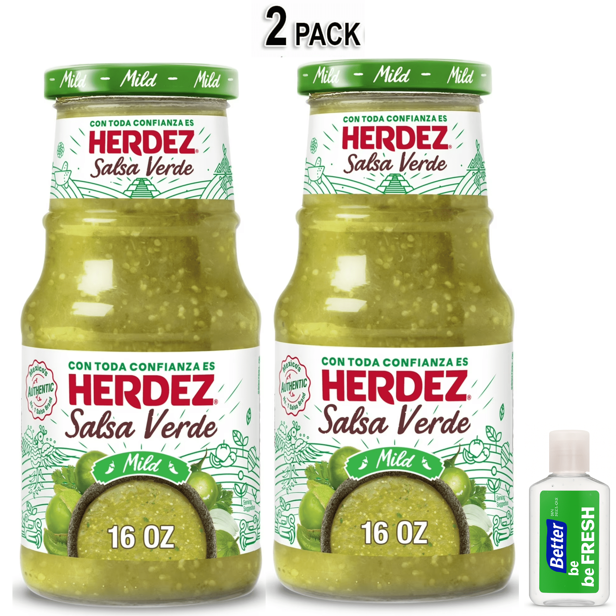 HERDEZ Salsa Verde Mild, Tortilla Chip Dip, Shelf Stable, 16 oz Glass Jar