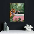 thumbnail image 4 of JRXY Bathroom Tiger in Bathtub Canvas Poster Painting Wall Art with Botanical Jungle Design, Framed Print for Restroom Decor, Ready to Hang 16x20 in, 4 of 4