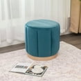 thumbnail image 4 of Joveco Round Velvet Ottoman, Modern Small Circle Upholstered Foot Rest, Vanity Pouf Stool for Dorm, Living Room, Couch, Bedroom, Blue, 4 of 7