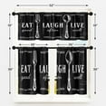 thumbnail image 5 of Black White Kitchen Curtains Farmhouse Window Curtains Valance and Tier Set 36 Inch, Eat Good Laugh Often Live Well Rod Pocket Short Tier Curtain, Abstract Small Curtains for Kitchen Decor, 5 of 6