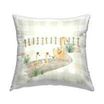Stupell Industries Ducks & Country Gingham Decorative Printed Throw Pillow, 18 x 18
