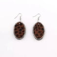 thumbnail image 4 of Crystal Surround Leopard Print Teardrop Oval Faux Leather Drop Women Earrings, 4 of 4