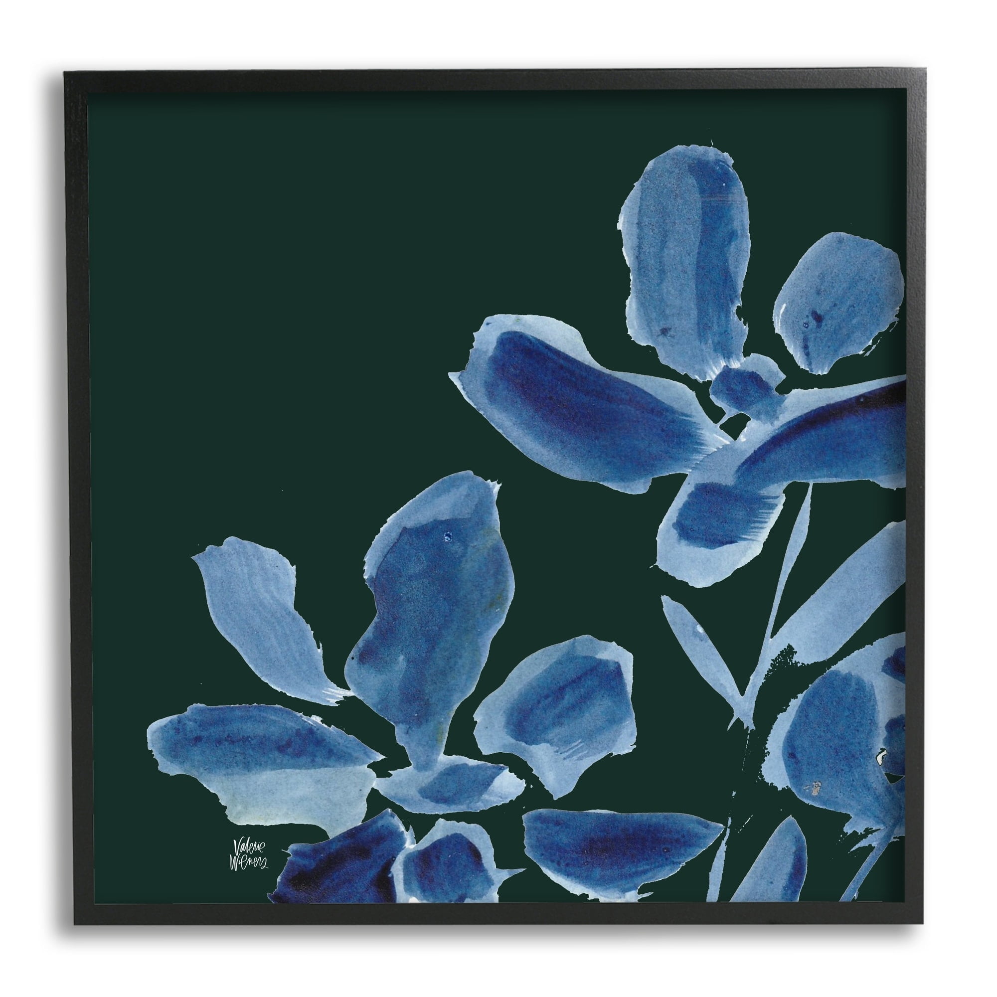 Stupell Industries Modern Blue Flower Petals Casual Botanical Brushstrokes Graphic Art White Framed Art Print Wall Art, Design by Valerie Wieners