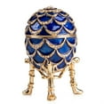 thumbnail image 1 of Pine Cone Faberge Style Egg Box Blue Limited Edition Collectible Faberge Reproduction, 1 of 8