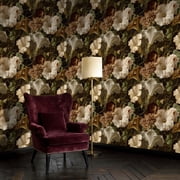 Boho Peel and Stick Wallpaper Delicate White Flowers Surrounded by Dark Vines Foliage Art Print Wall Mural 17.7in x 9.8ft Self Adhesive Flower Contact Paper Botanical Decor for Bathroom Vinyl