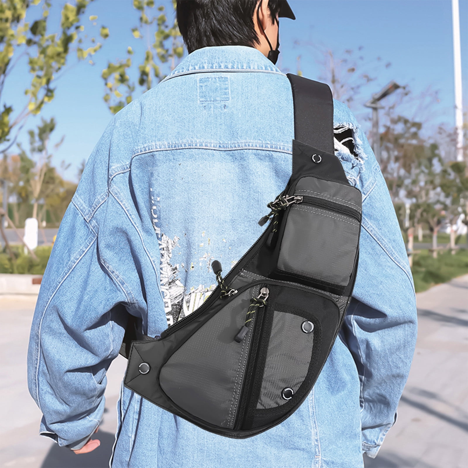 Waterproof Crossbody Sling Bag for Men & Women, Anti-Theft Chest Pack with Multiple Pockets for Travel, Commuting, Sports, and, Gray, by IHXORA