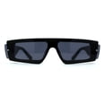 thumbnail image 3 of Womens Mod Flat Top Narrow Shield Exposed Side Lens Sunglasses All Black, 3 of 4
