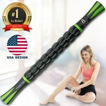 Cozlow Muscle Roller Stick, Myofascial Release & Lymphatic Drainage for Shoulder, Back & Leg, Black Green