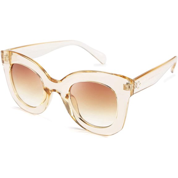 FEISEDY Retro Oversized Square Horn Sunglasses Semi Cat Eye Butterfly Glass Big Thick Bold Frame B2572