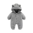 thumbnail image 3 of Baby Girls Boys Jumpsuit Hooded Bear Ear Long Sleeve Bodysuit Warm Outfits Fall Winter Outfit Outwear for Girls Boys 6-9 Months, 3 of 3
