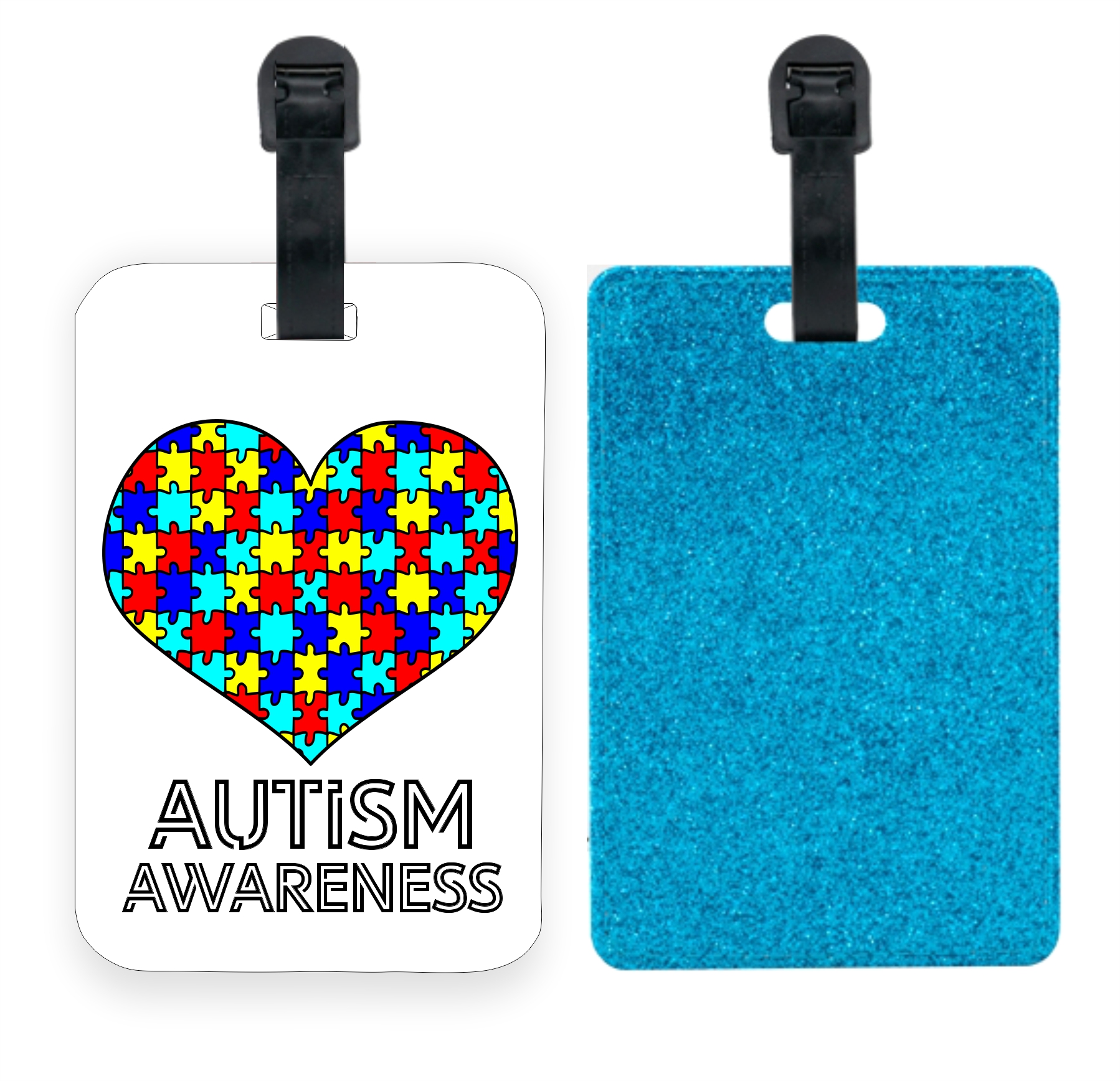 Blue Glitter Luggage Tag Identifier Autism Backpack Tag Autism